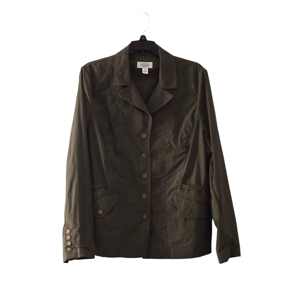 TALBOTS Vintage Blazer Jacket Womens 14 Brown Pocket Career Jacket Minimalist